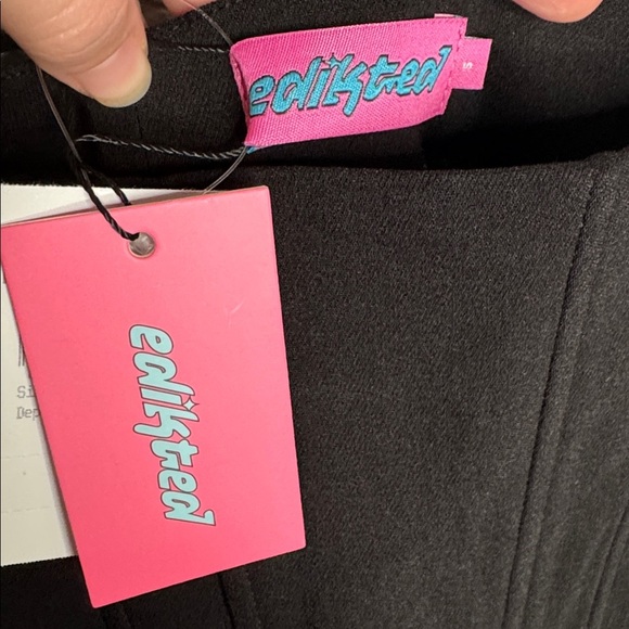 Edikted Genevive Tie Strap Corset Crop Top Size Small Whimsigoth Going Out Black - Picture 6 of 8